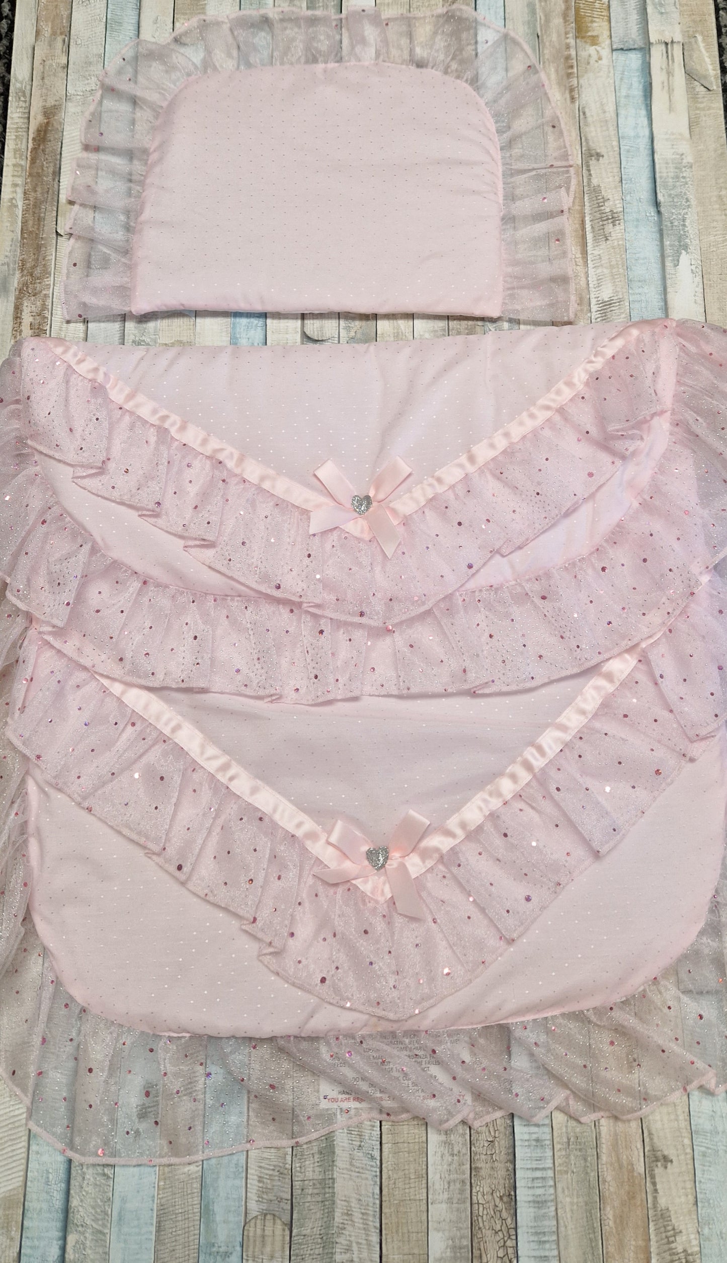 Pink Organza Lace Pram Set