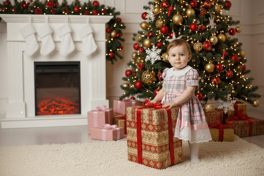 Baby Girls Pink And Grey Tartan Dress