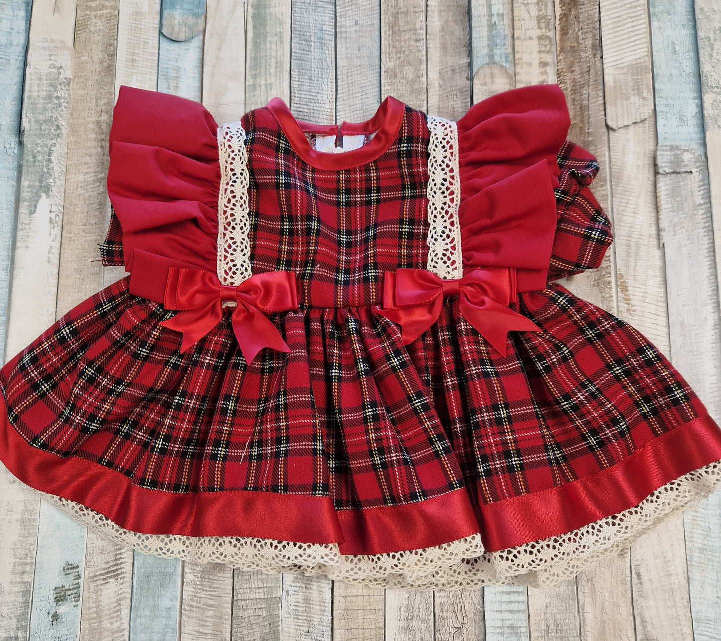 Baby Girls Red And Beige Tartan Dress