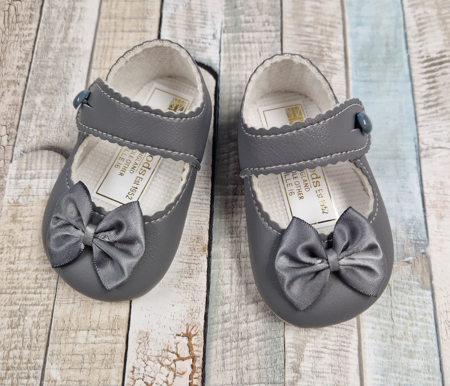 Baby Girls Grey Bow Soft Bottom Baypod Shoes