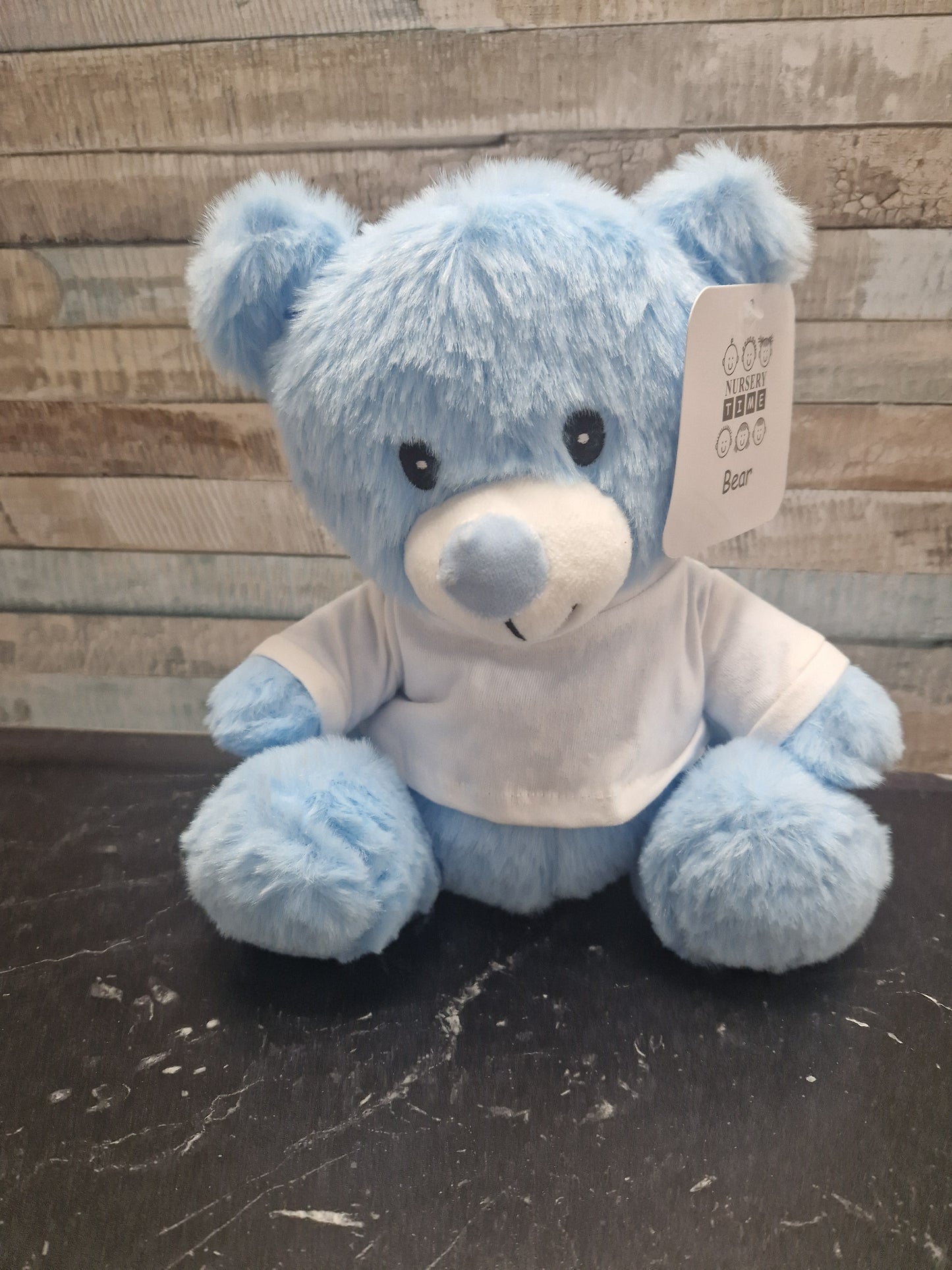 Baby Boys Blue Teddy With Personalised Cotton Jumper