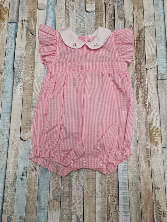 Baby Girls Pink And White Gingham Checked Romper