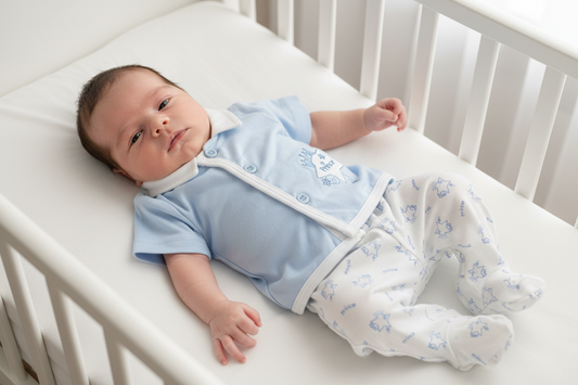 Premature Baby Boys Blue And White 2 Piece Prince Set