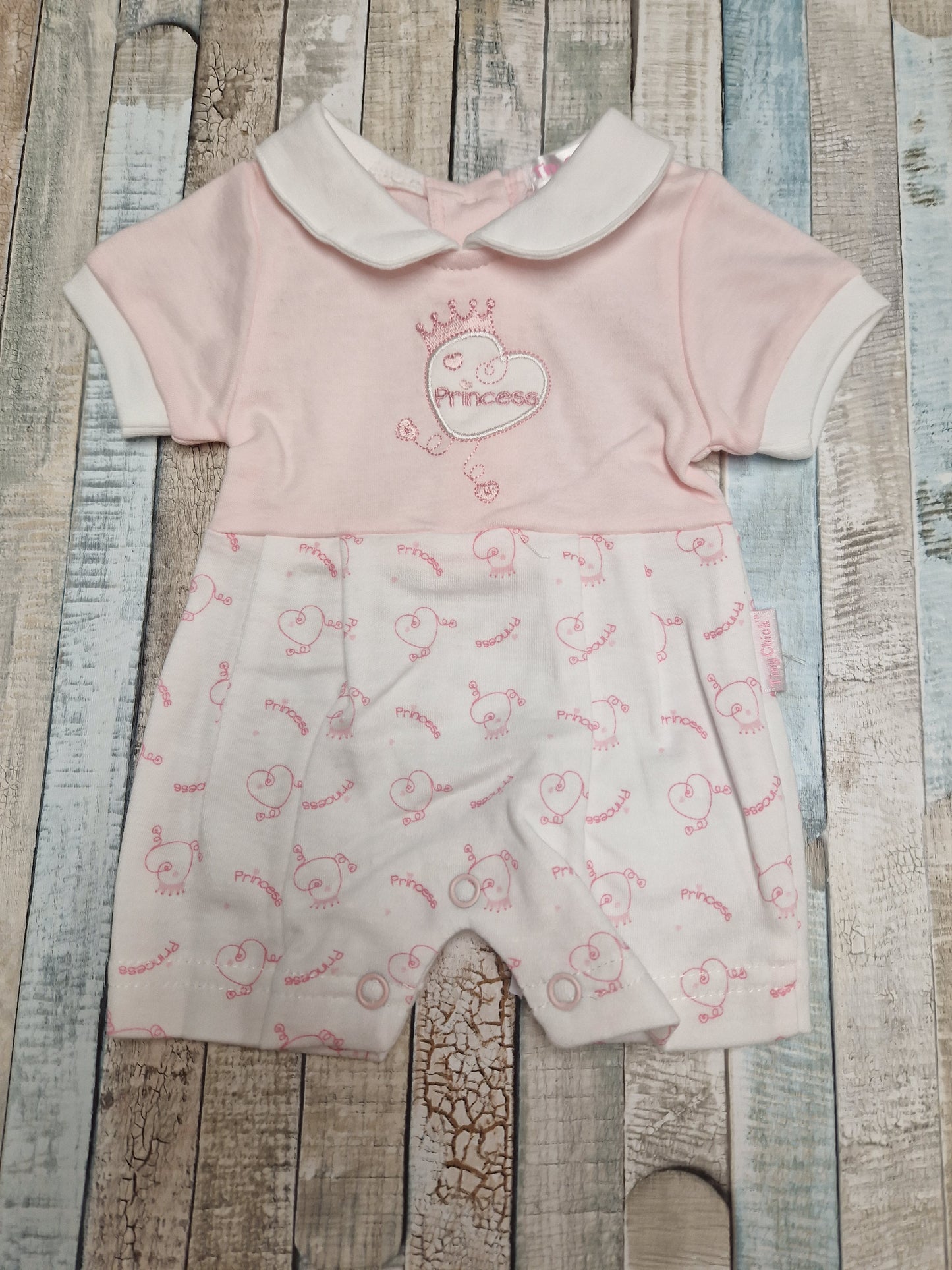 Premature Baby Girl Pink And White Princess Romper
