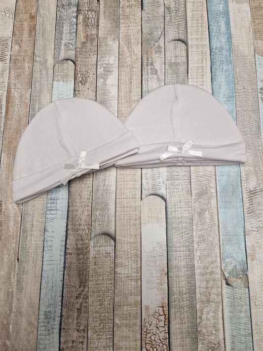 Premature Baby Pack of Two White Halfmoon Hats