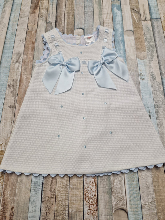Baby Girls White And Blue Sleeveless Wee Me Dress