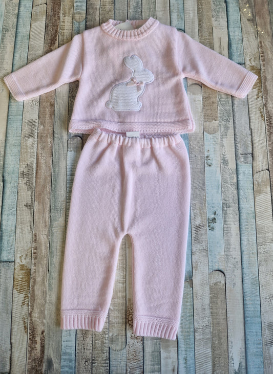 Baby Girls Pink Knitted Rabbit 2 Piece Set