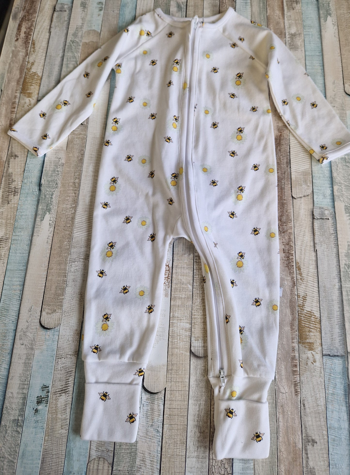 Baby Cotton Printed Footless Babygro With Zip Front