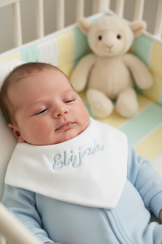 Personalised White Baby Bandana Bib