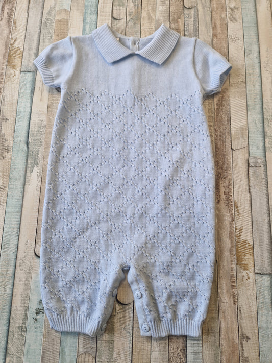 Baby Boys Pex Powel Blue Knitted Romper