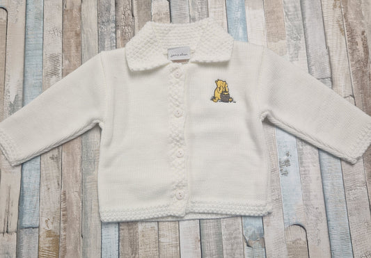 Unisex Baby White Bear Cardigan.