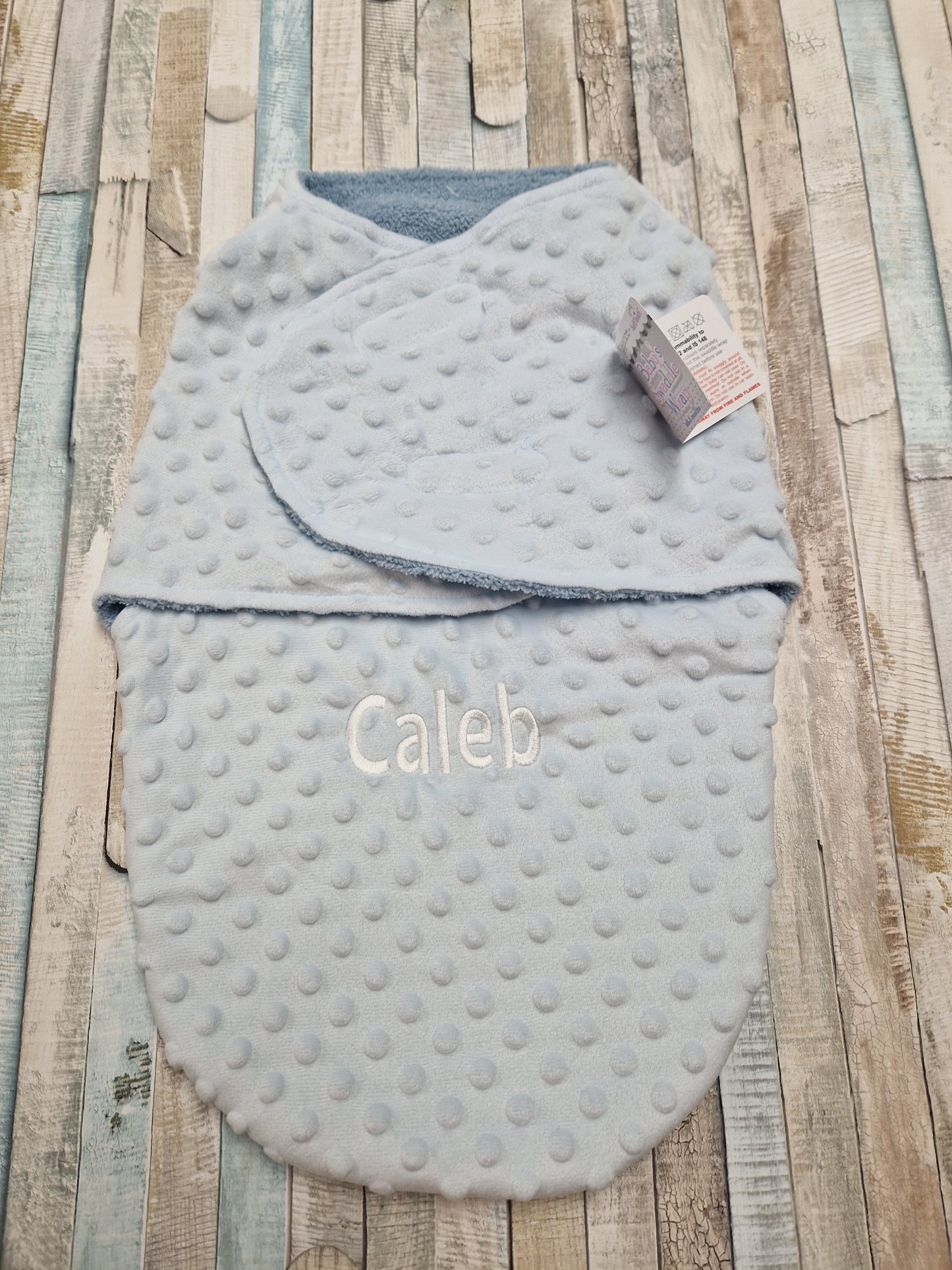 Personalised Baby Boys Blue Bubble Design Swaddle Wrap