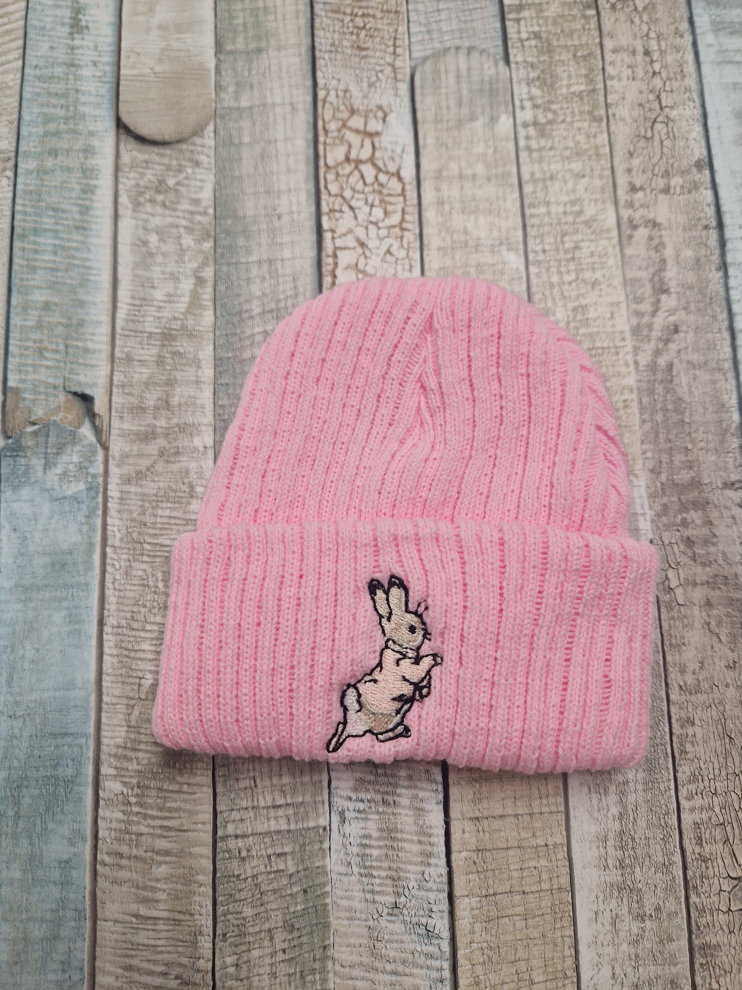 Baby Girls Pink Rabbit Knitted Beanie Hat