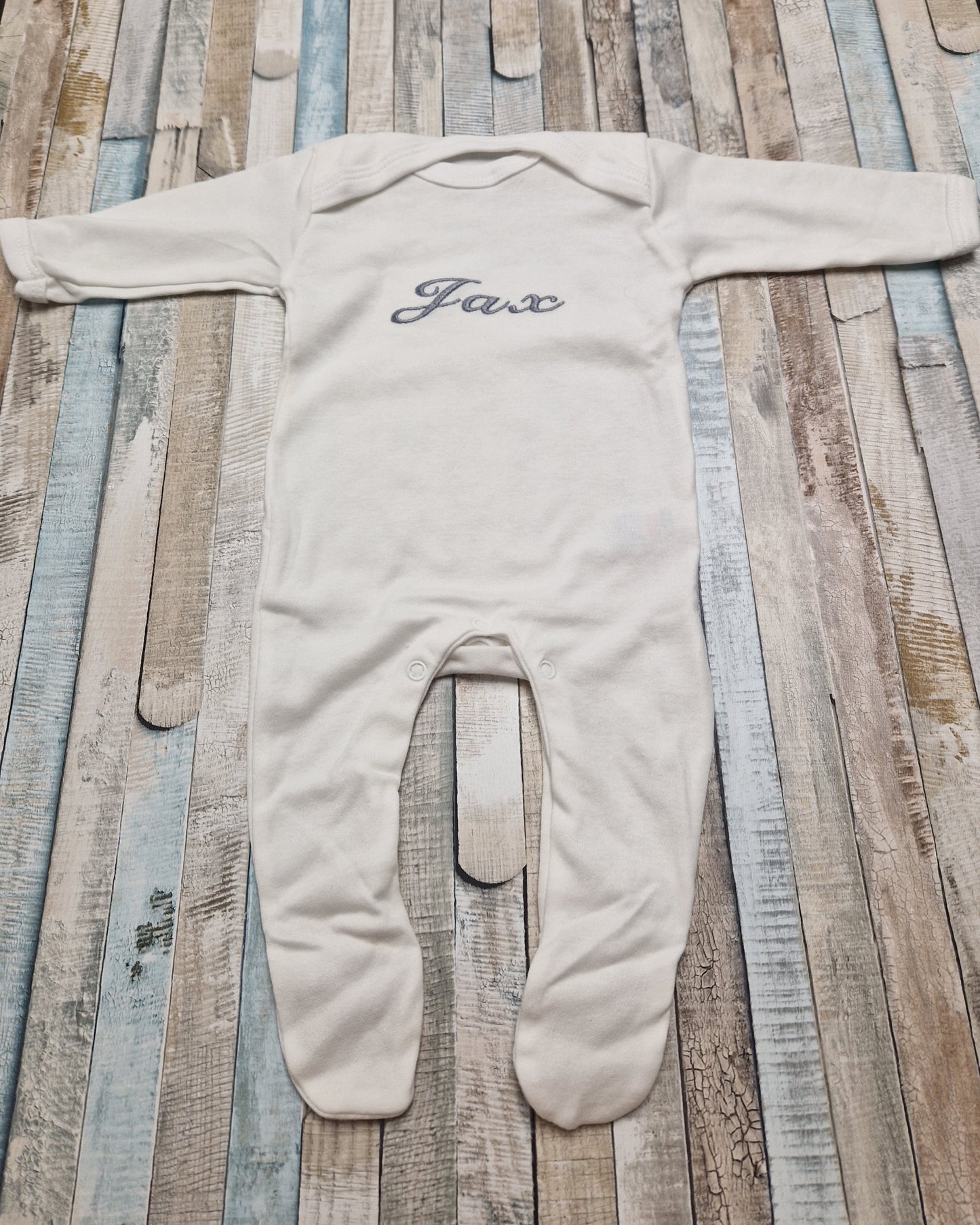 Personalised White Long Sleeved Babygro