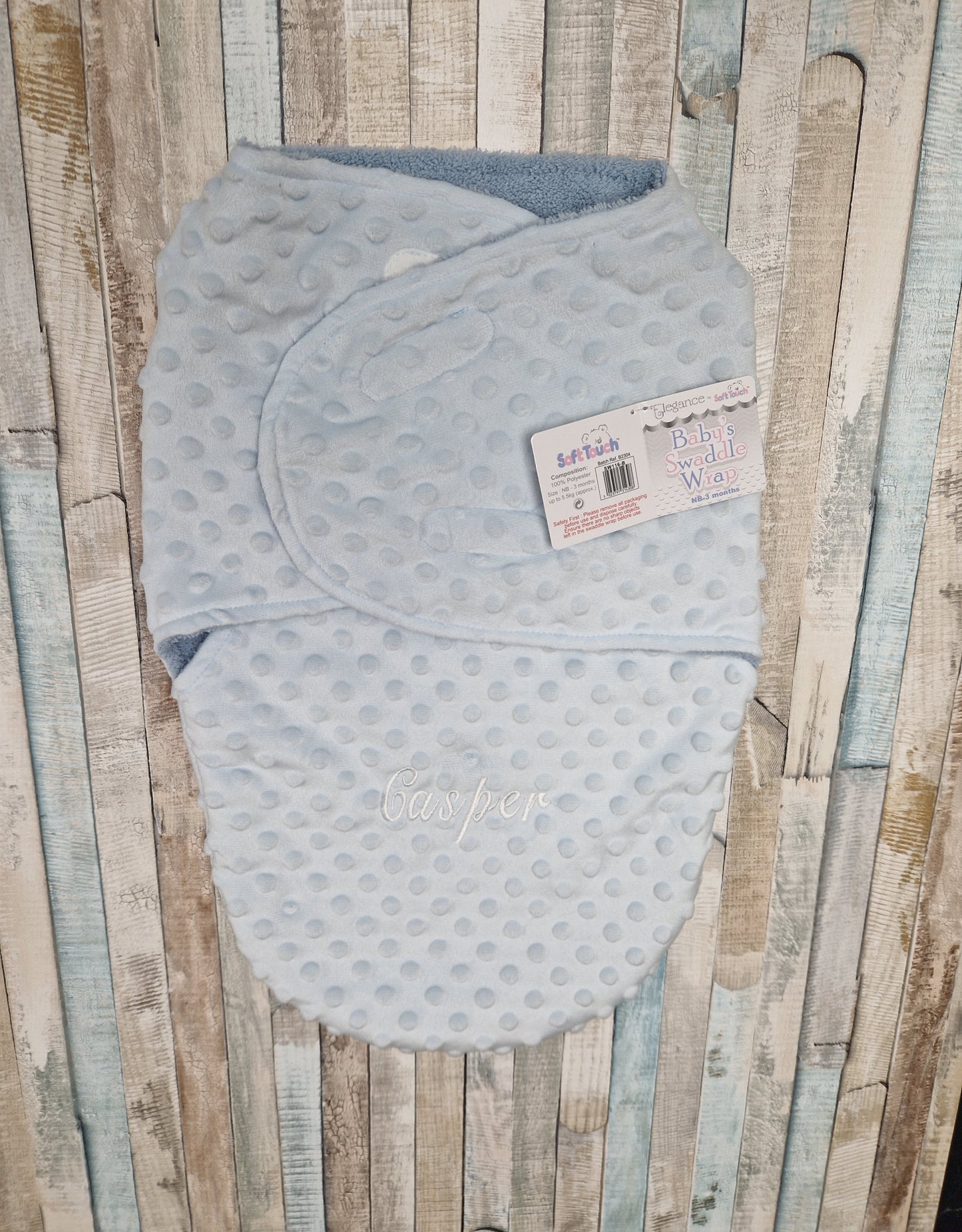 Personalised Baby Boys Blue Bubble Design Swaddle Wrap