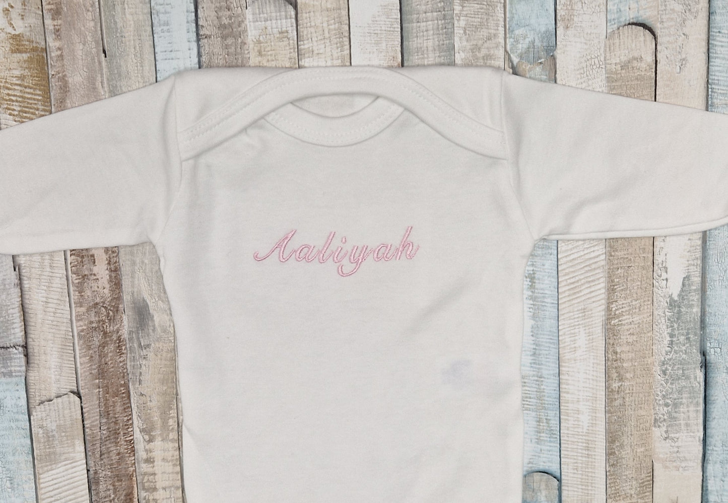 Personalised White Long Sleeved Babygro