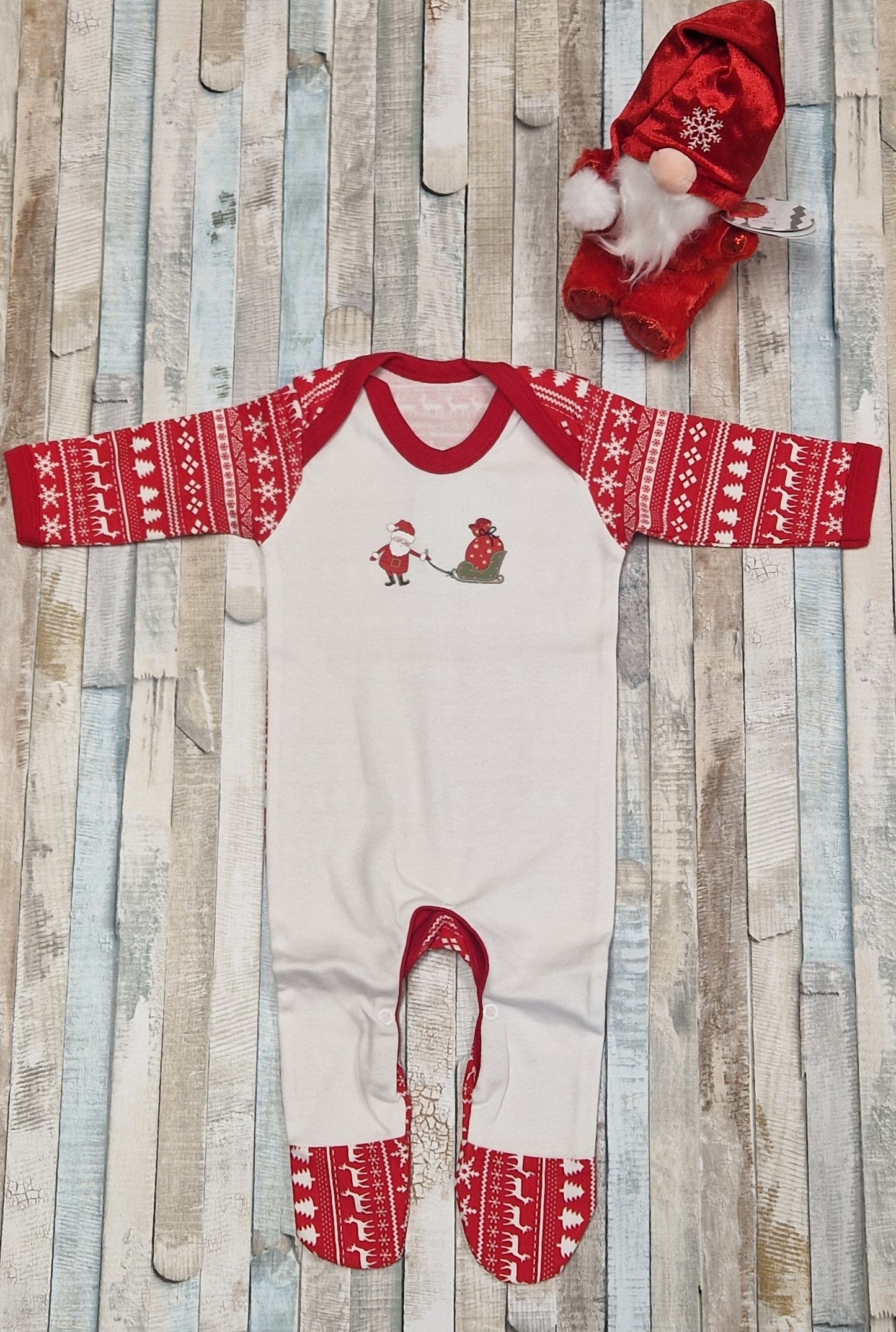 Personalised Red And White Christmas Babygro