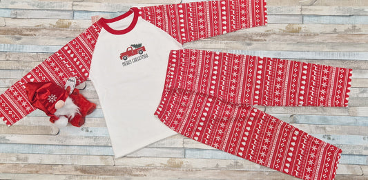 Personalised Red And White Christmas Pyjamas