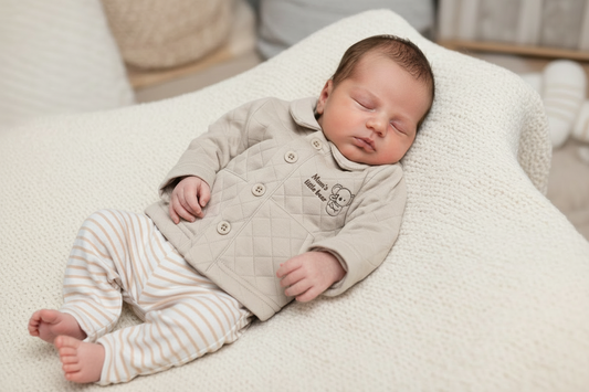 Baby Boys 2 Piece New To The World Beige And Cream Set