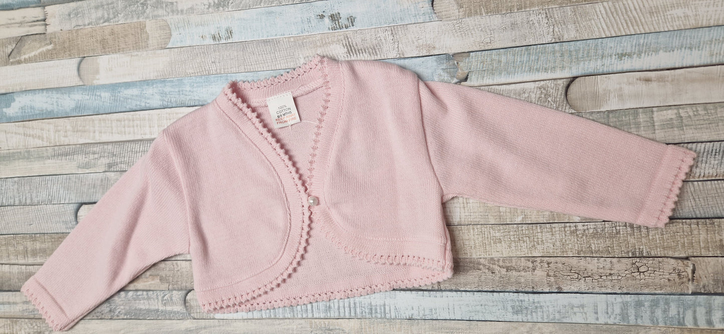 Baby Girl Pink Knitted Cotton Bolero