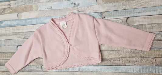 Baby Girl Pink Knitted Cotton Bolero