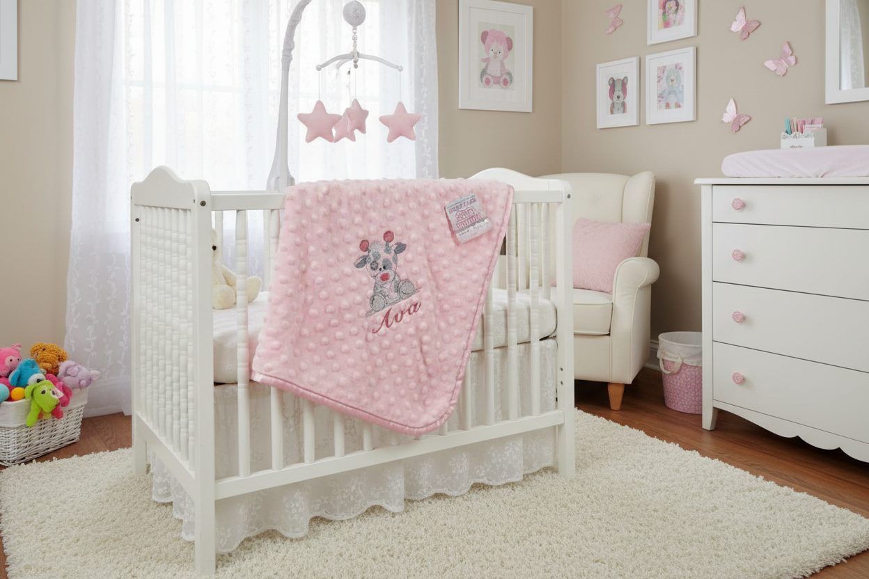 Baby Girls Personalised Pink Gigi Giraffe Dimple Wrap