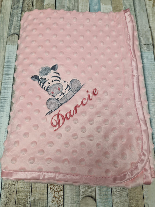 Baby Girls Personalised Pink Ziggy Zebra Dimple Wrap