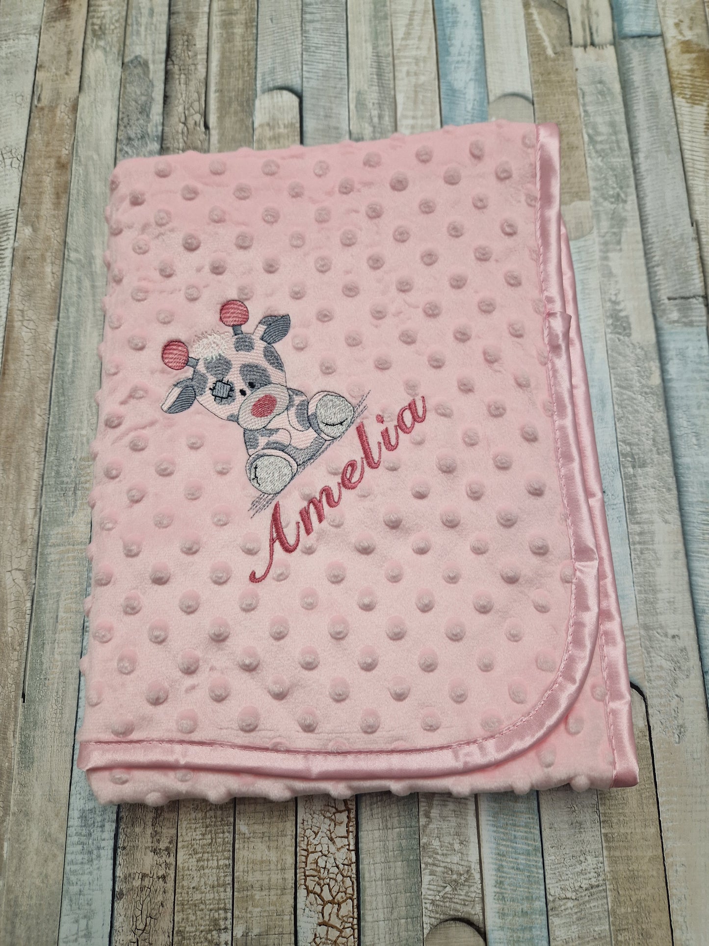 Baby Girls Personalised Pink Gigi Giraffe Dimple Wrap