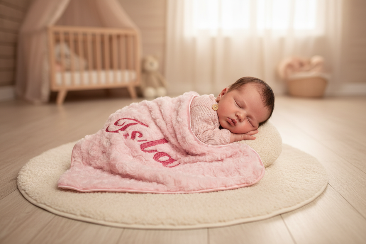 Personalised Soft Rose Baby Wrap /Blanket