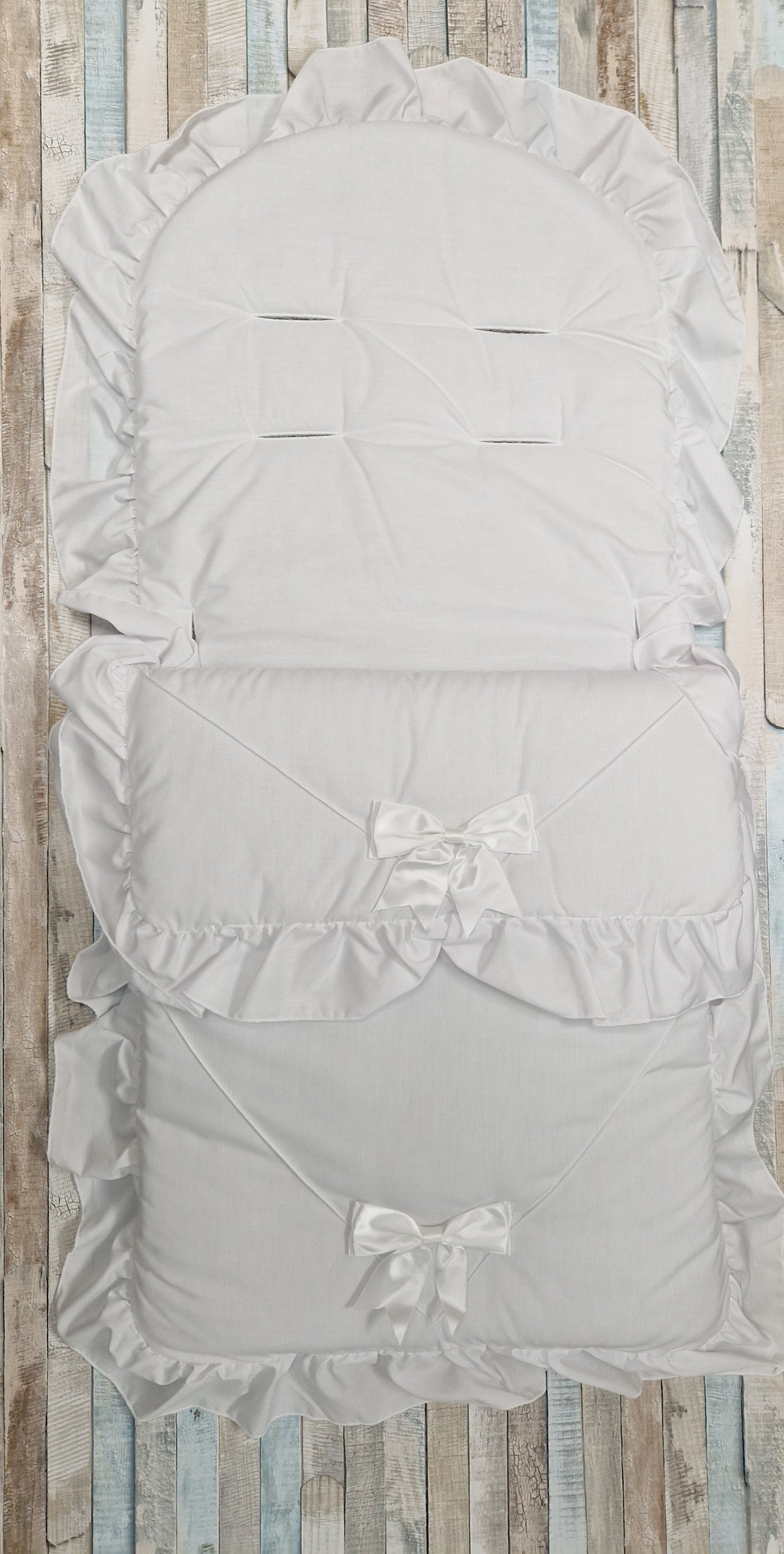 Unisex Baby White 2 Satin Bow Footmuff/Cosytoes