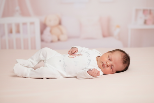 Baby Girls Hello World I'm New Here Rabbit Newborn Printed Babygro