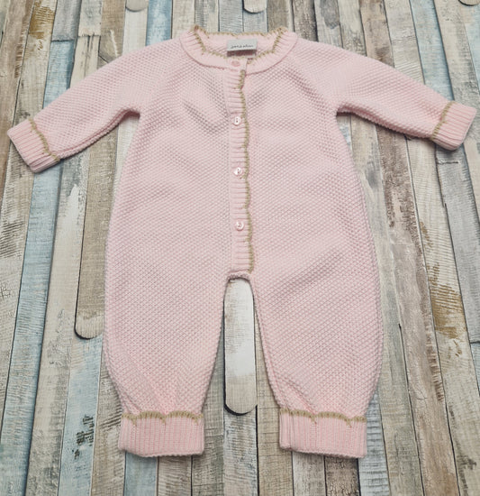 Nana's Special Buys  Baby Girls Pink And Beige Beige Scallop Edge Onesie