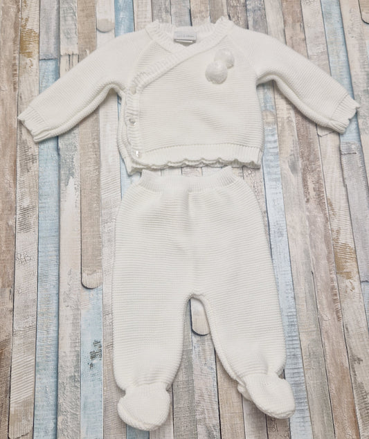 Unisex Baby White Cross Over 2 Piece Set