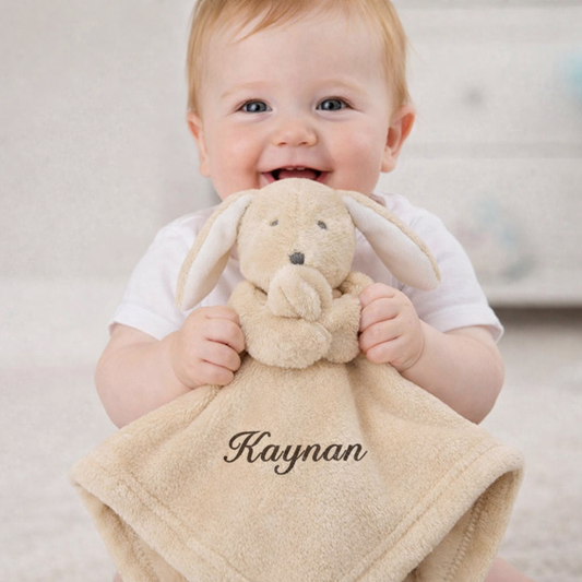 Personalised Baby Beige Babytown Novelty Bunny Comforter