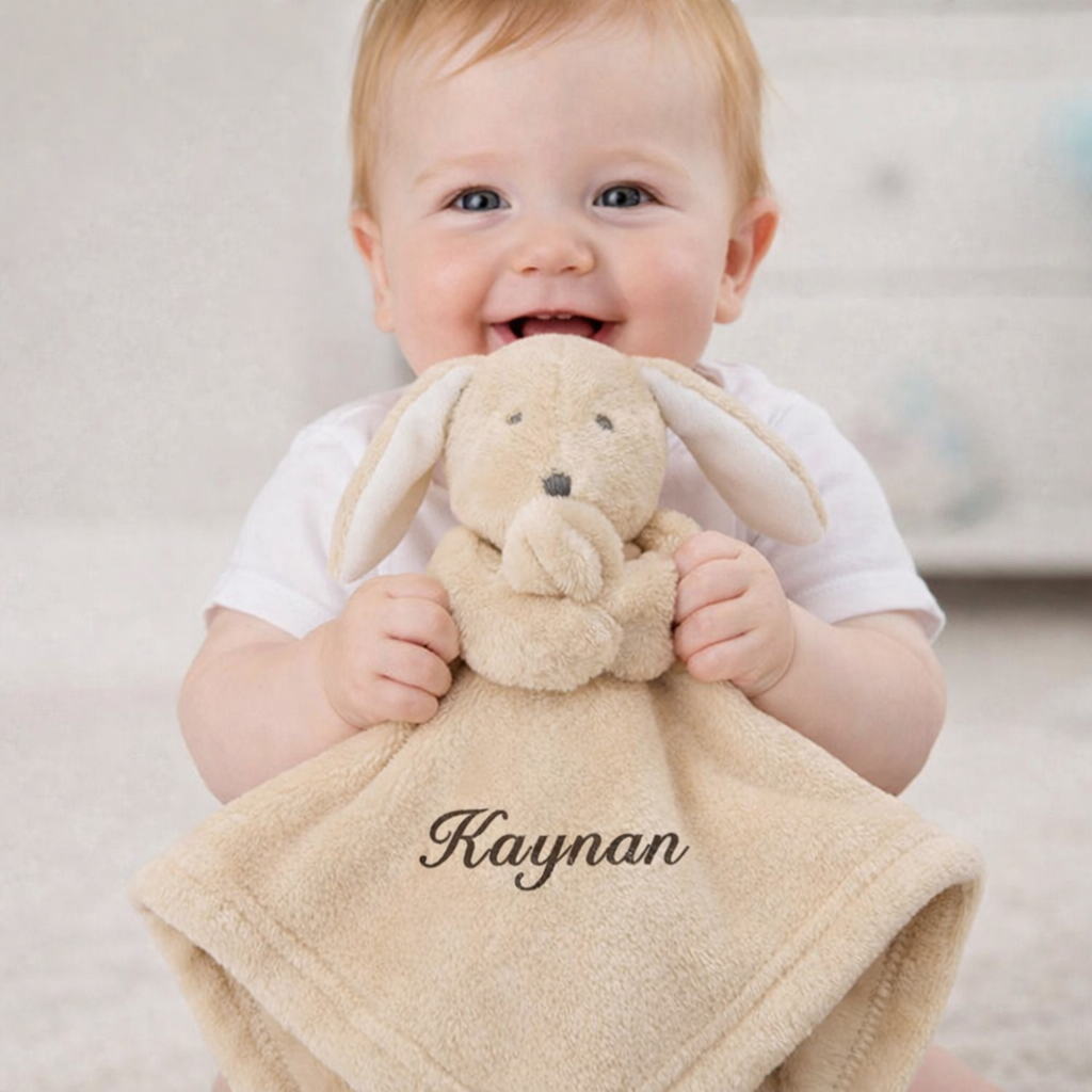 Personalised Baby Beige Babytown Novelty Bunny Comforter