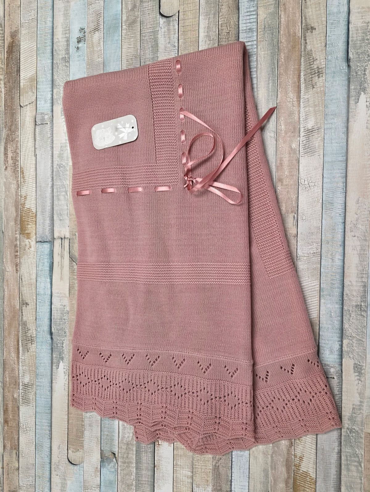 Baby Girls Dusky Pink Knitted Shawl