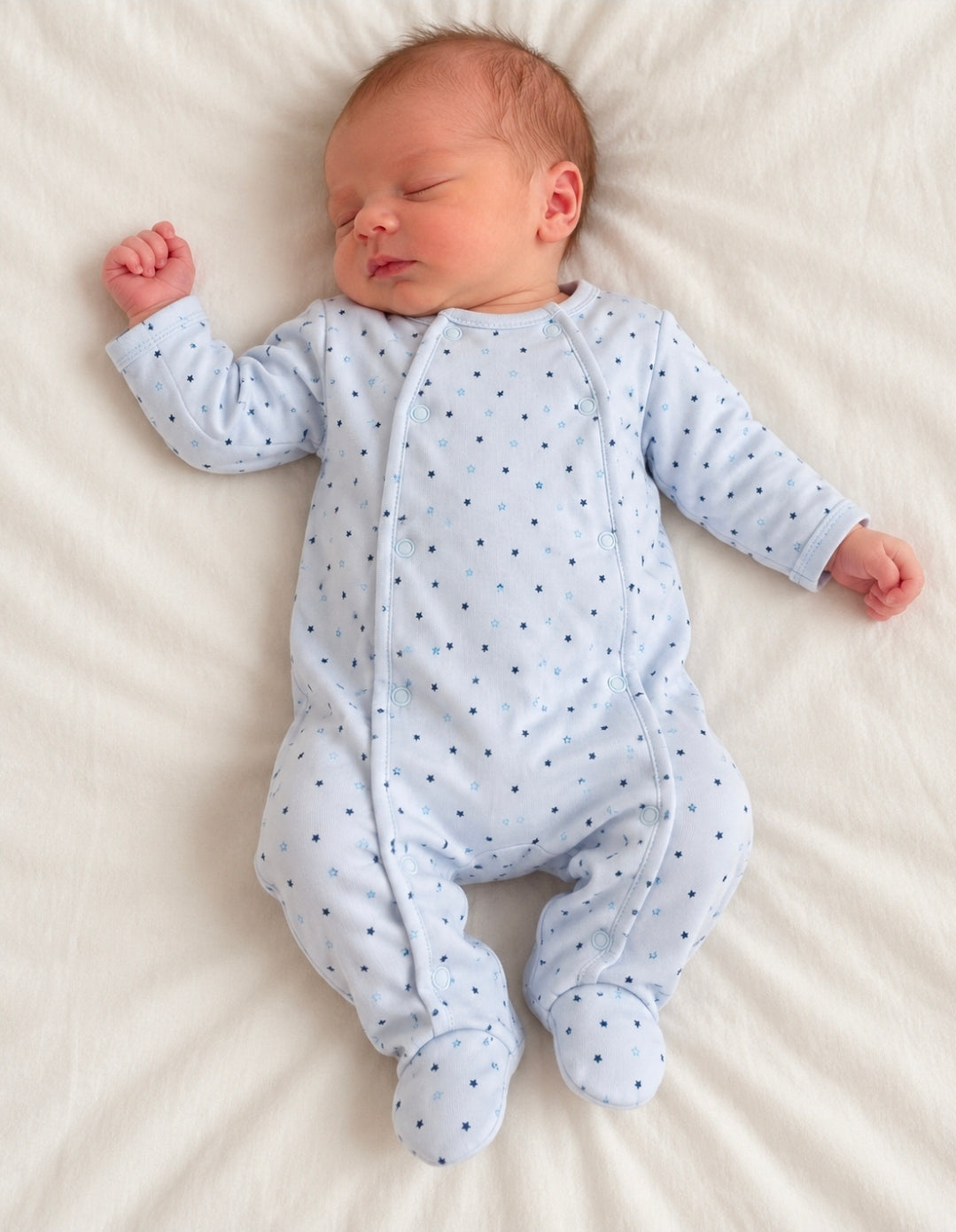 Nana's Special Buys Premature Baby Boys Blue Stars Sleepsuit