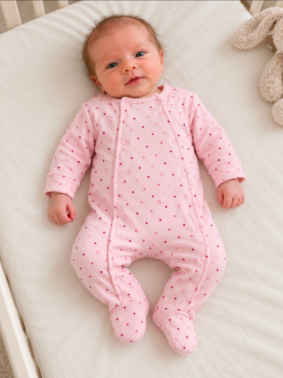 Nana's Special Buys Premature Baby Girls Pink Stars Sleepsuit