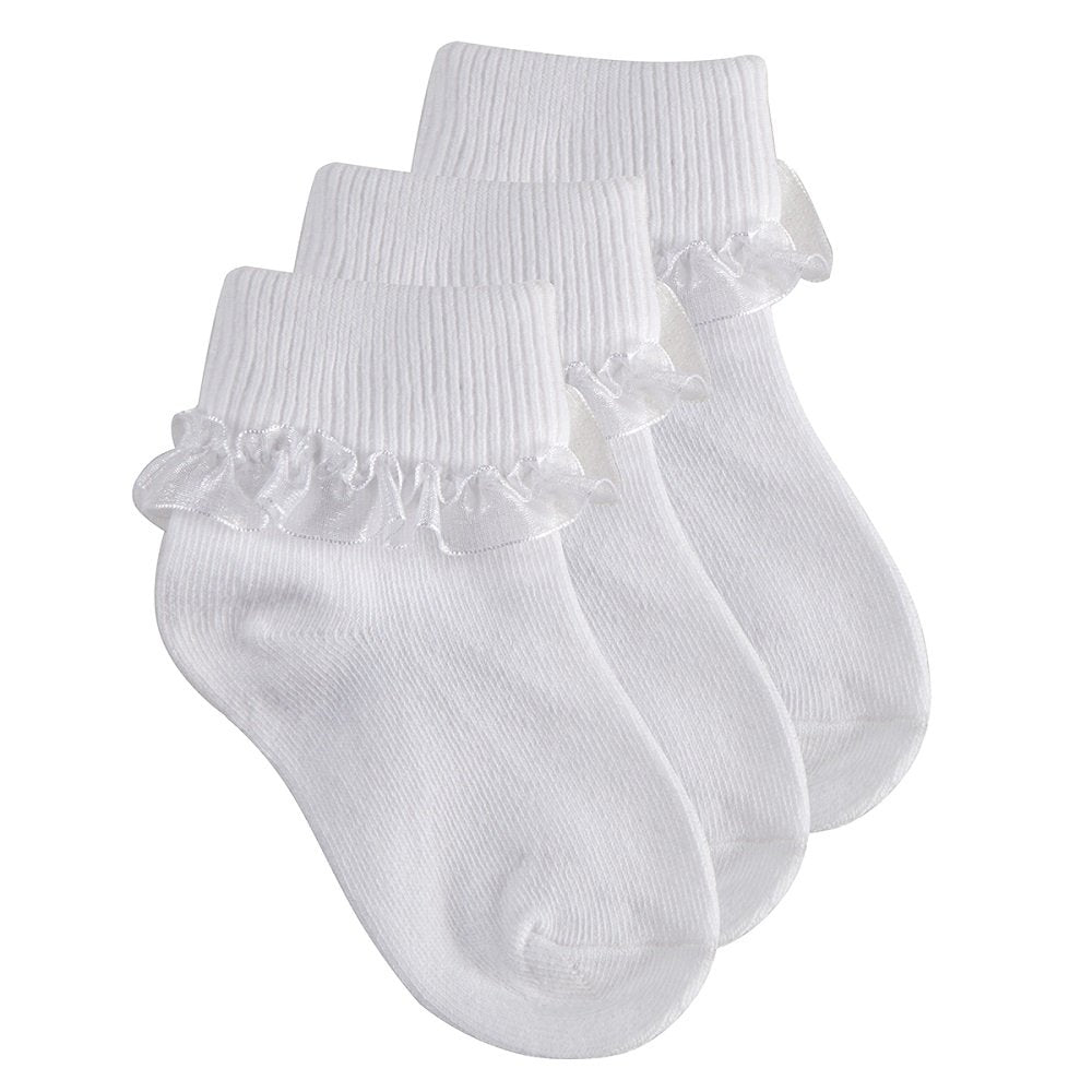 Baby Girls White Pack Of 3 Frilly Lace Socks