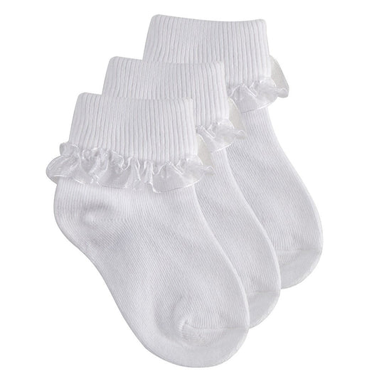 Baby Girls White Pack Of 3 Frilly Lace Socks