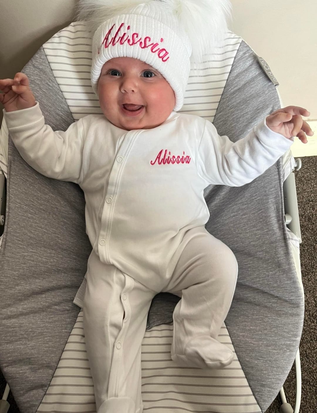 Personalised Baby White Sleepsuit