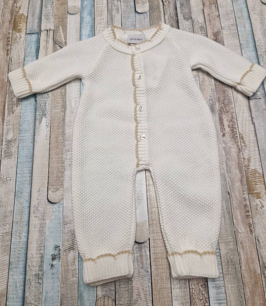 Nana's Special Buys White And Beige Unisex Baby Footless Allinone