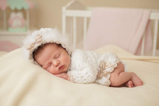 Baby Girls White And Beige Crochet Cardigan And Bonnet
