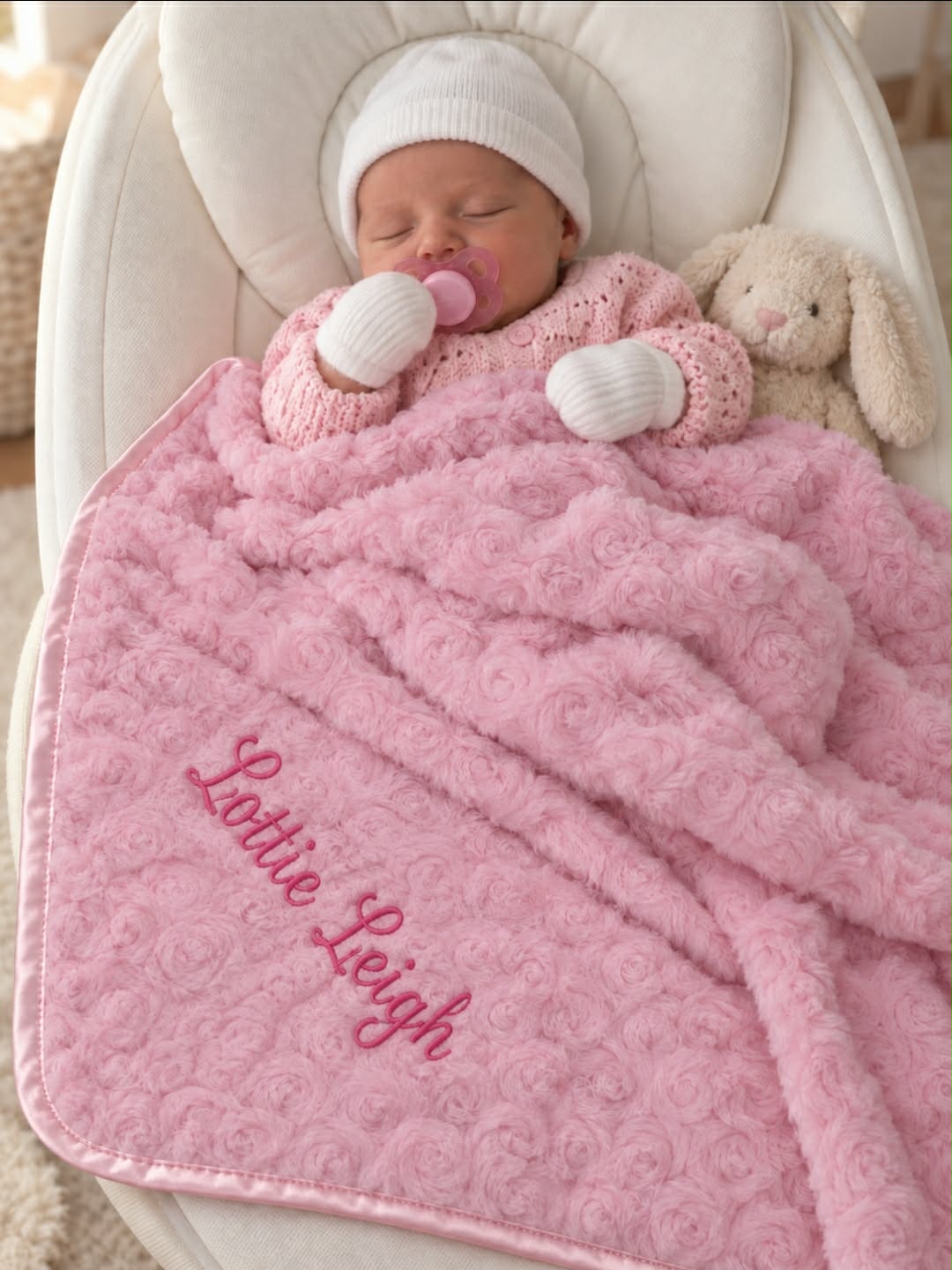 Personalised Soft Rose Baby Wrap /Blanket