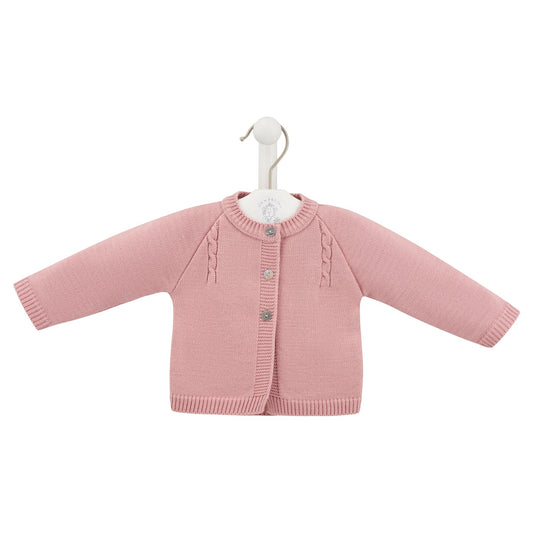 Baby Girls Dusky Pink Cable Knit Cardigan