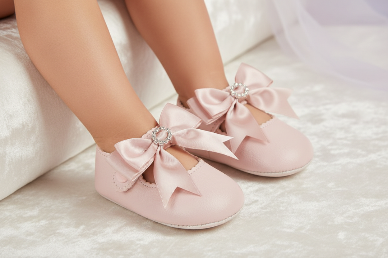 Baby Girls Dusky Pink Diamante Shoes