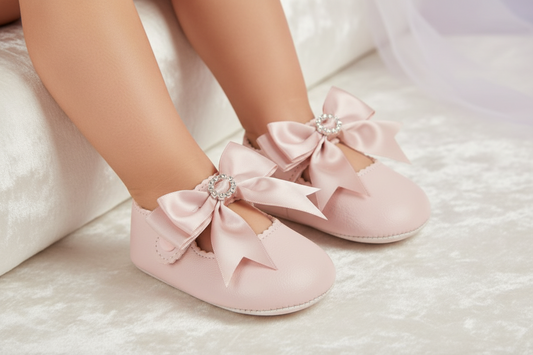 Baby Girls Dusky Pink Diamante Shoes