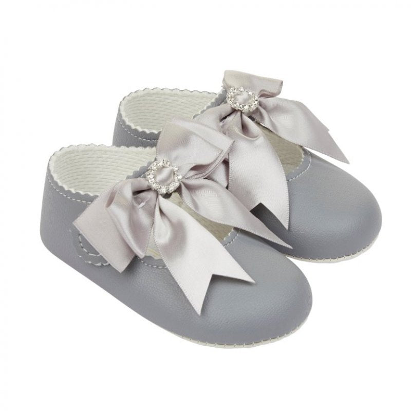 Baby Girls Grey Diamante Baypod Soft Bottom Shoes