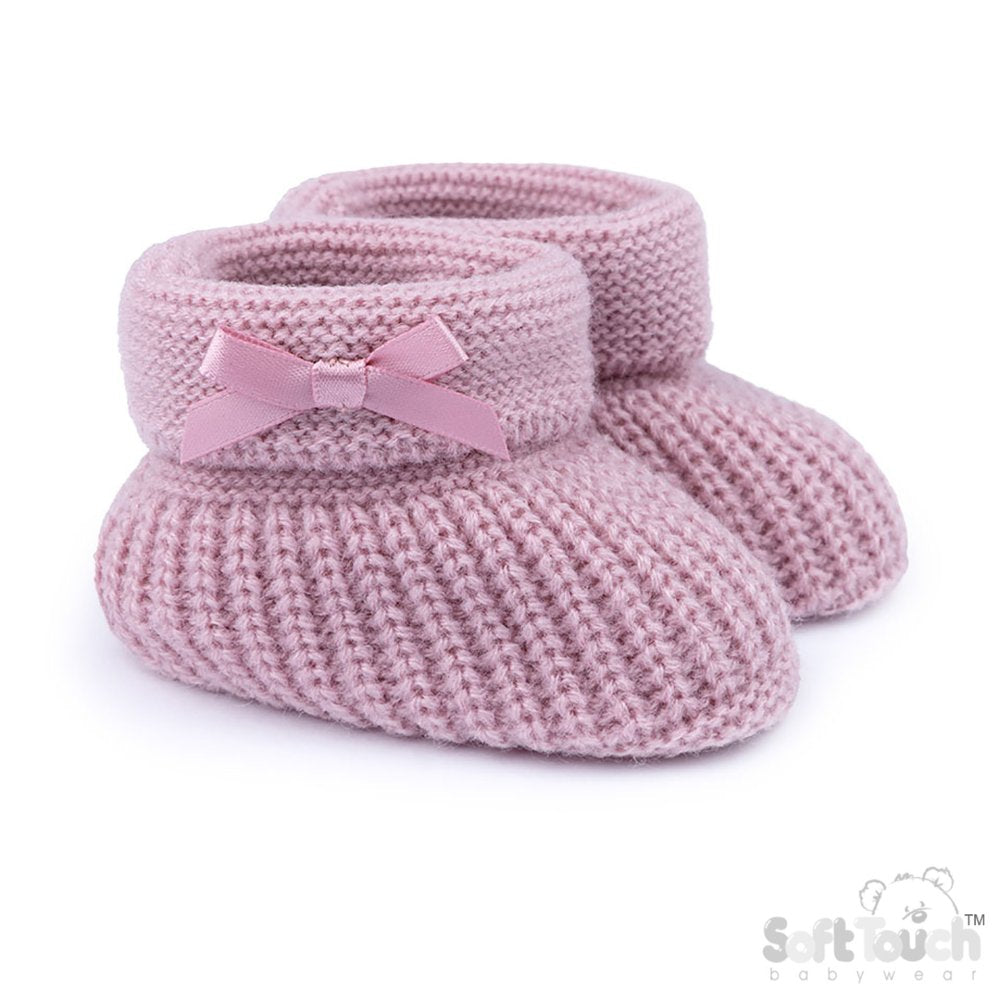 Baby Girls Dusky Pink Newborn Knitted Booties
