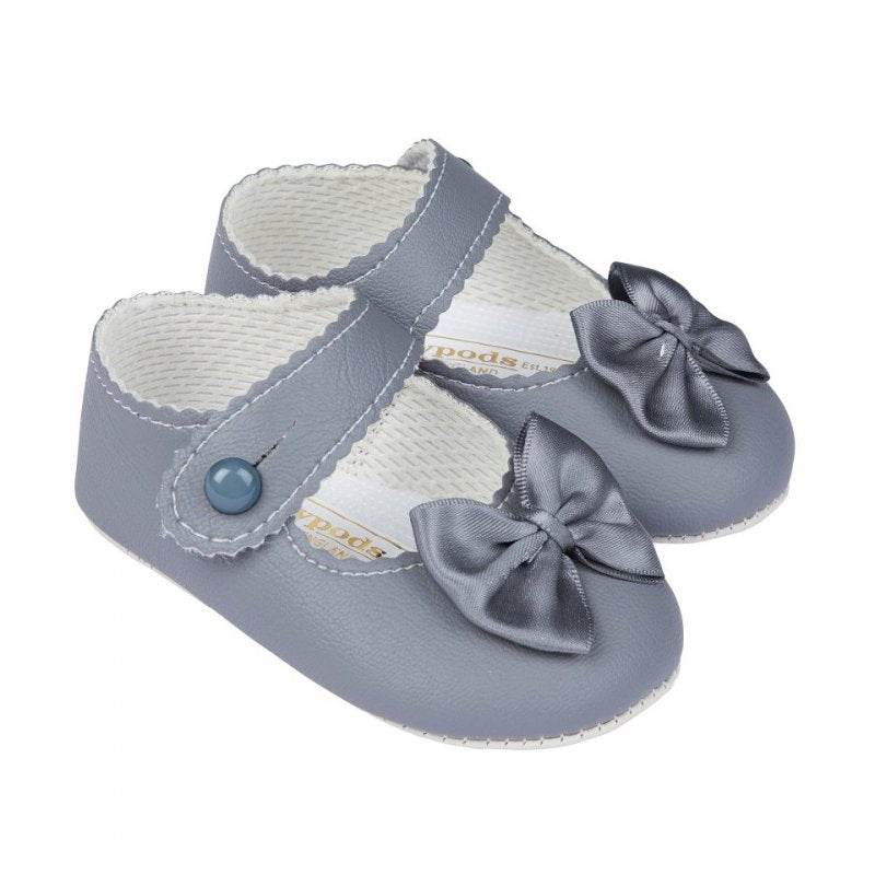 Baby Girls Grey Bow Soft Bottom Baypod Shoes